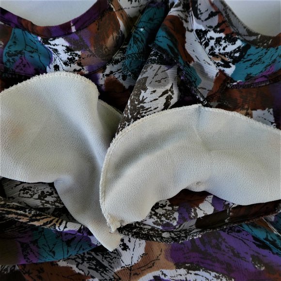 Vintage Blouse Open Front Waterfall Puff Short Sleeves Cardigan L - Picture 7 of 7